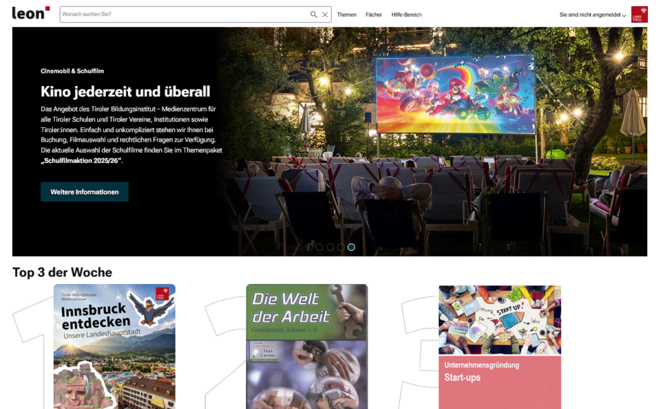 Screenshot Startseite - LEON-Quer