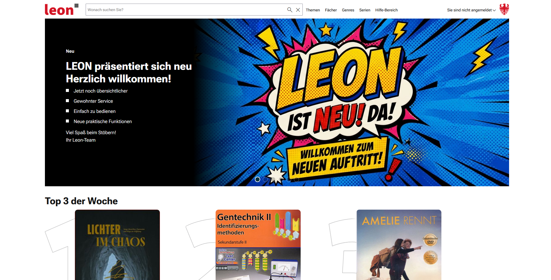 Screenshot der Startseite von LeOn Südtirol